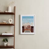 "Greetings from Monstropolis" - Art Print in Sky Blue by Erica Krystek - In a Room