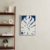 "Botanical on Indigo" - Art Print in Indigo Blue by Deborah Velasquez - In a Room