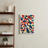 "Spanish Mosaic Abstract" - Art Print in vermilion red by Pooja Pittie - In a Room
