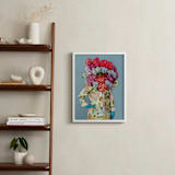 "Shes Blooming Worth " - Art Print in Summer Sky Blue by Theresa Bear - In a Room