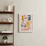 "Safari Friends Numerals" - Personalized Art Print in Flamingo by Jenna Holcomb - In a Room
