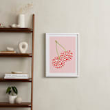"Checkerboard Cherries" - Art Print in Pastel Pink by Luci Power - In a Room