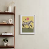 "Black and White Horse" - Art Print in soft yellow sunlight by Elliot Stokes - In a Room