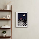 "Little Boat" - Art Print in Night Sea Blue by Alisa Galitsyna - In a Room