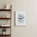 "Folk Whales" - Art Print in Mint by Hannah Williams - In a Room