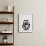 "Baby Animal Owl" - Art Print in Dark Wood by Cass Loh - In a Room