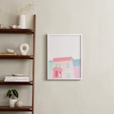 "English Sheepdog in Quebec City" - Art Print in Sweet Pink by jinseikou - In a Room