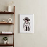 "Baby Animal Monkey" - Art Print in wood smoke by Cass Loh - In a Room