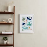 "Sea Friends" - Art Print in Sea Blue by Beth Schneider - In a Room