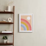 "Double Rainbow with Moon and Sun IV" - Art Print in Sunrise by Emanuela Carratoni - In a Room