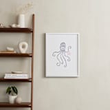 "Lined Animals I" - Art Print in OCEAN BLUE by Jayne Alfieri - In a Room