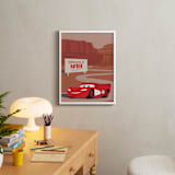 "Lightning McQueen Route 66 from Disney and Pixar's Cars" - Personalized Art Print in Red Rock by Jill Means - In a Room