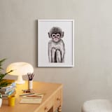 "Baby Animal Monkey" - Art Print in wood smoke by Cass Loh - In a Room