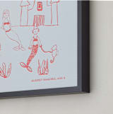 "Your Drawing as Letterpress Art Print" - Custom Letterpress Print in Neon Coral by Minted - Frame Close-up