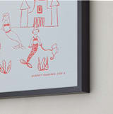 "Your Drawing as Letterpress Art Print" - Custom Letterpress Print in Neon Coral by Minted - Frame Close-up