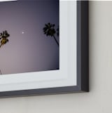 "Pink Palms" - Art Print in Sunset Violet by Kitty Seeber - Frame Close-up