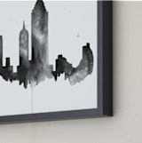 "New York City Skyline" - Art Print in Shades of Black by Kelsey McNatt - Frame Close-up