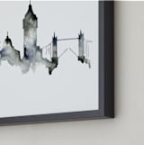 "London Skyline" - Art Print in Shades of Grey by Kelsey McNatt - Frame Close-up
