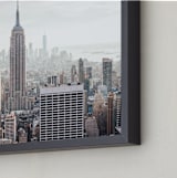 "But First, NYC" - Art Print in pastel blue and brown by Natalie Uprichard - Frame Close-up