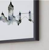 "London Skyline" - Art Print in Shades of Grey by Kelsey McNatt - Frame Close-up
