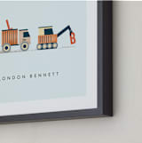 "Trucker Monogram" - Personalized Art Print in Tangerine by Erica Krystek - Frame Close-up