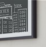 "Cityscape Stats" - Personalized Art Print in Chalkboard Grey by Tanya Lee of Frooted Design - Frame Close-up