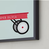 "Little Red Wagon" - Personalized Art Print in Mint by Alexandra Cohn - Frame Close-up