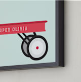"Little Red Wagon" - Personalized Art Print in Mint by Alexandra Cohn - Frame Close-up
