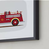 "Red Fire Truck #2" - Art Print in Vintage Engine red by Rebecca Marchese - Frame Close-up