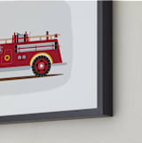 "Red Fire Truck #2" - Art Print in Vintage Engine red by Rebecca Marchese - Frame Close-up