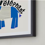 "French Elephant" - Art Print in Blueberry by Morgan Kendall - Frame Close-up