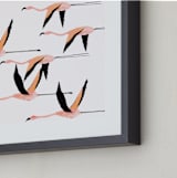 "Flyymingos" - Art Print in Blush by Anee Shah - Frame Close-up