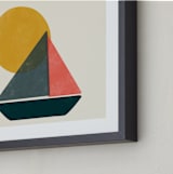 "Graphic Sailboat" - Art Print in Sea Blue by Daily Design Co - Frame Close-up