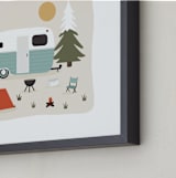 "Happy Camper" - Art Print in Toasted Marshmallow by Christie Garcia - Frame Close-up
