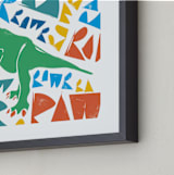 "TRex RAWR!" - Art Print in Aqua by Eleanor Mayrhofer - Frame Close-up