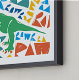 "TRex RAWR!" - Art Print in Aqua by Eleanor Mayrhofer - Frame Close-up