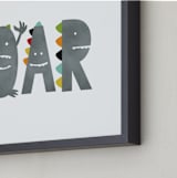 "Dino Roar" - Art Print in Shadow by Heather Schertzer - Frame Close-up
