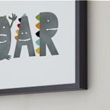 "Dino Roar" - Art Print in Shadow by Heather Schertzer - Frame Close-up