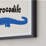 "French Crocodile" - Art Print in Cobalt by Morgan Kendall - Frame Close-up