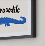 "French Crocodile" - Art Print in Cobalt by Morgan Kendall - Frame Close-up