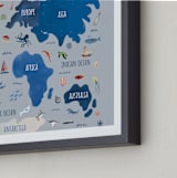 "Nautical Map" - Art Print in Soft Blue by Carrie Cantwell - Frame Close-up