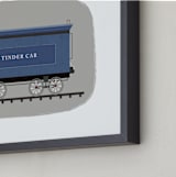 "Vintage Tinder Car Train" - Art Print in Blue Valley by Rebecca Marchese - Frame Close-up