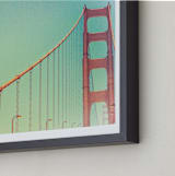 "Soft Golden Gate" - Art Print in Pale Blue by Mary Ann Glynn-Tusa - Frame Close-up