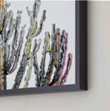 "Colorful Lines Cactus " - Art Print in Black and White by Katie Doherty - Frame Close-up
