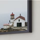 "The Lighthouse" - Art Print in Ocean Blue by Annie Montgomery - Frame Close-up