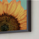 "Happiness is a Sunflower" - Art Print in Sea Green by Debra Butler - Frame Close-up