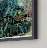 "Engine 89 Back at Work" - Art Print in Green Blue Values by A MAZ Design - Frame Close-up