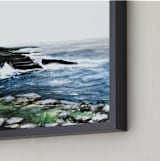 "Rocky Sea Cliffs" - Art Print in Sea Mist Blue by Emma Ballou - Frame Close-up