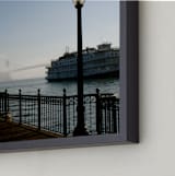 "Foggy Pier" - Art Print in Black fog by AJD - Frame Close-up