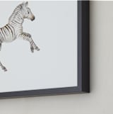 "Watercolor Zebra foal takes off! " - Art Print in Black by Lauren Rogoff - Frame Close-up